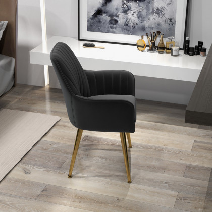 HMR Modern Dining Chairs with Velvet Upholstery (Set of 2) - Black