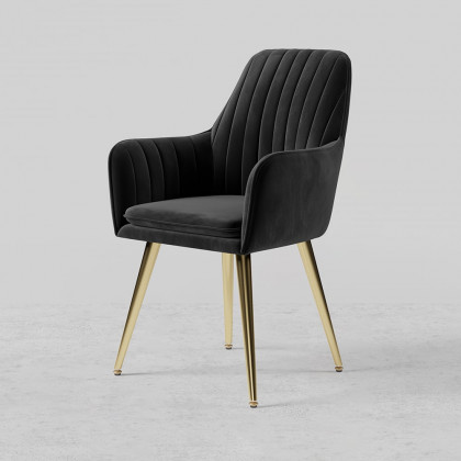 HMR Modern Dining Chairs with Velvet Upholstery (Set of 2) - Black