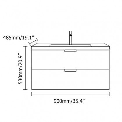 HMR - 36" Floating Bathroom Vanity Wall Mount in Single Sink