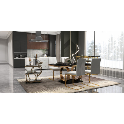 HMR - Modern Rolling 3-Tier Bar Cart on Wheel with Handle in Black and Gold