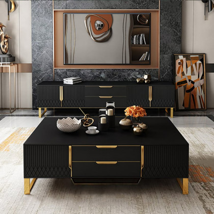 HMR - Aro Modern Rectangular Coffee Table with Storage