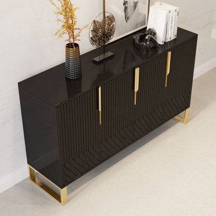 HMR Aro Series Modern 59.1" Affordable Sideboard with Storage - Black