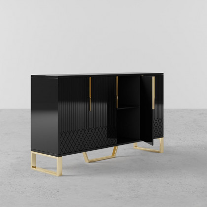 HMR Aro Series Modern 59.1" Affordable Sideboard with Storage - Black