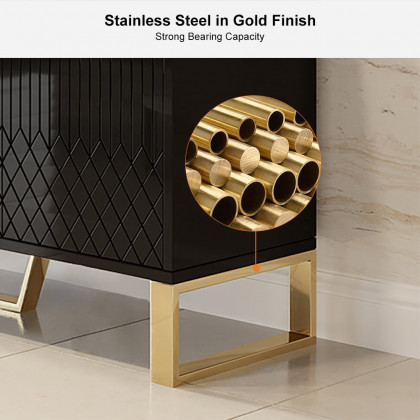 HMR Aro Series Modern 59.1" Affordable Sideboard with Storage - Black
