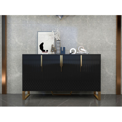 HMR Aro Series Modern 59.1" Affordable Sideboard with Storage - Black