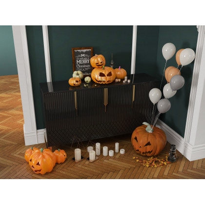 HMR Aro Series Modern 59.1" Affordable Sideboard with Storage - Black