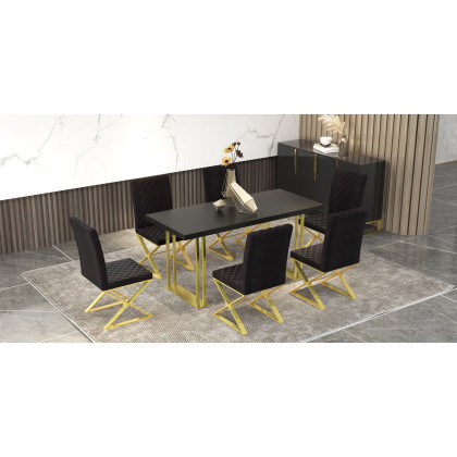 HMR Aro Series Modern 59.1" Affordable Sideboard with Storage - Black