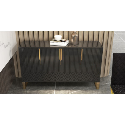 HMR Aro Series Modern 59.1" Affordable Sideboard with Storage - Black