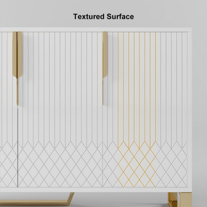 HMR Aro Series Modern 59.1" Affordable Sideboard with Storage - White