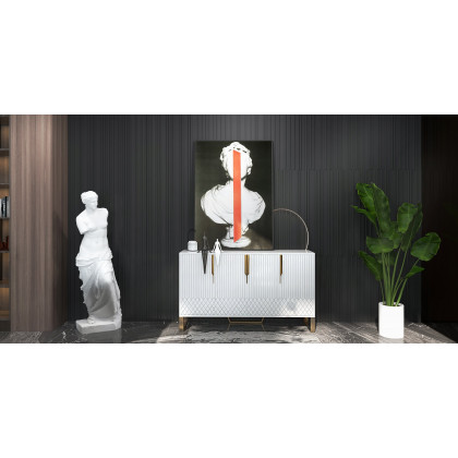 HMR Aro Series Modern 59.1" Affordable Sideboard with Storage - White