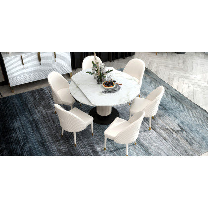 HMR Aro Series Modern 59.1" Affordable Sideboard with Storage - White