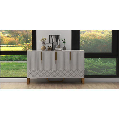 HMR Aro Series Modern 59.1" Affordable Sideboard with Storage - White