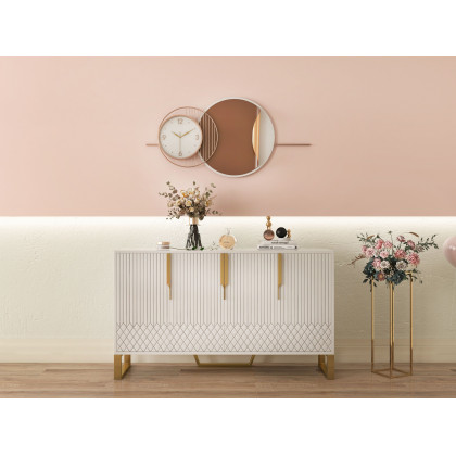 HMR Aro Series Modern 59.1" Affordable Sideboard with Storage - White