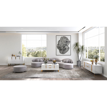 HMR Aro Series Modern 59.1" Affordable Sideboard with Storage - White