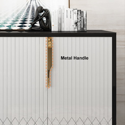 HMR Aro Series Modern 59.1" Affordable Sideboard with Storage - White/Black