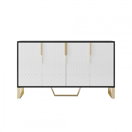 HMR Aro Series Modern 59.1" Affordable Sideboard with Storage - White/Black