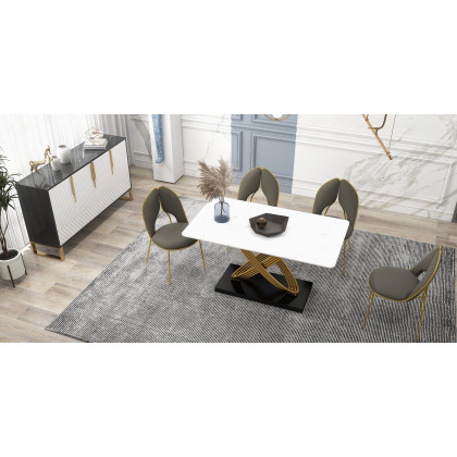 HMR Aro Series Modern 59.1" Affordable Sideboard with Storage - White/Black