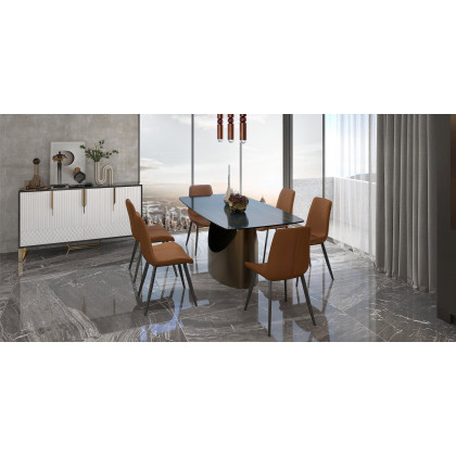 HMR Aro Series Modern 59.1" Affordable Sideboard with Storage - White/Black