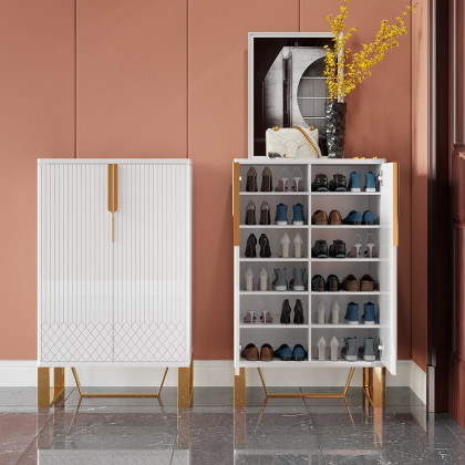HMR Aro Series Shoe Cabinet - White