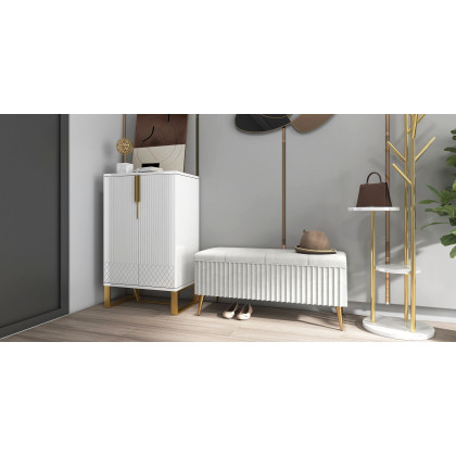 HMR Aro Series Shoe Cabinet - White