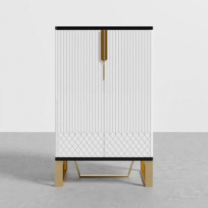 HMR Aro Series Shoe Cabinet - White/Black
