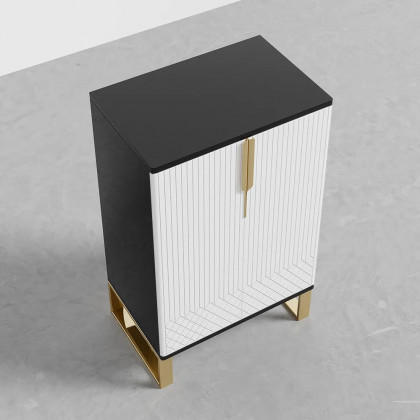 HMR Aro Series Shoe Cabinet - White/Black