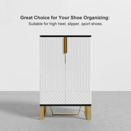 HMR Aro Series Shoe Cabinet - White/Black