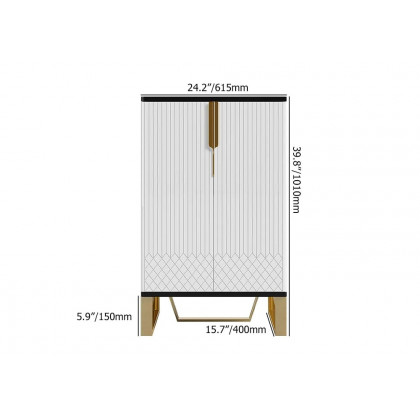 HMR Aro Series Shoe Cabinet - White/Black