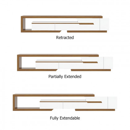 HMR Pinkle Series Modern Extendable TV Stand - White/Walnut