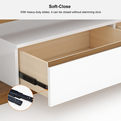 HMR Pinkle Series Modern Extendable TV Stand - White/Walnut