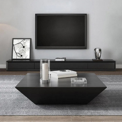 HMR Morami Series Modern 87" Rectangular TV Stand with 4 Drawers - Black