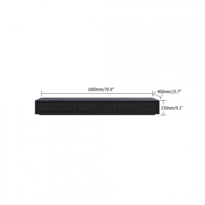 HMR Morami Series Modern 71" Rectangular TV Stand with 3 Drawers - Black
