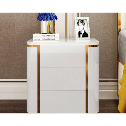HMR - Modern Luxury Square Nightstand with 3 Drawers