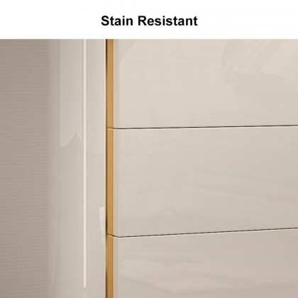 HMR Modern Luxury Square Nightstand with 3 Drawers - White/Gold