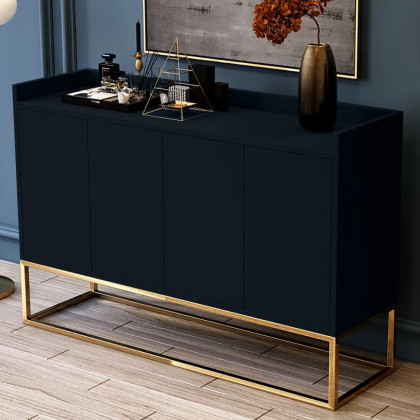 HMR Modern 47" Sideboard Buffet with 4 Doors - Blue/Gold