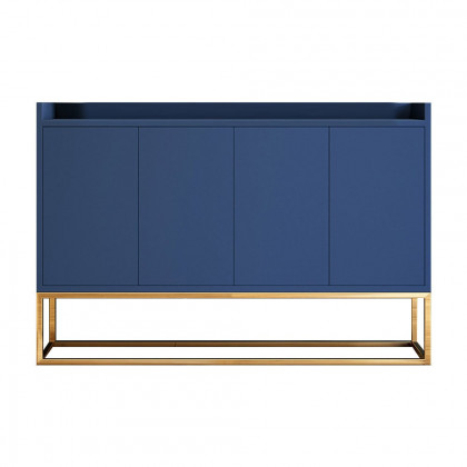 HMR Modern 47" Sideboard Buffet with 4 Doors - Blue/Gold