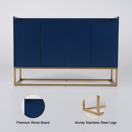 HMR Modern 47" Sideboard Buffet with 4 Doors - Blue/Gold