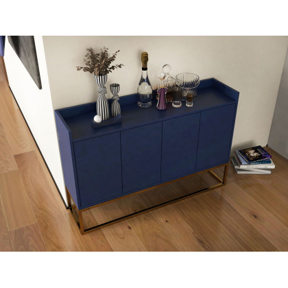 HMR Modern 47" Sideboard Buffet with 4 Doors - Blue/Gold