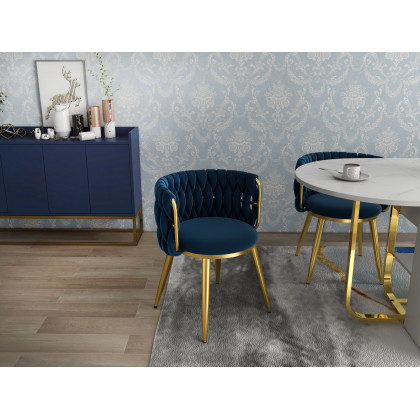 HMR Modern 47" Sideboard Buffet with 4 Doors - Blue/Gold