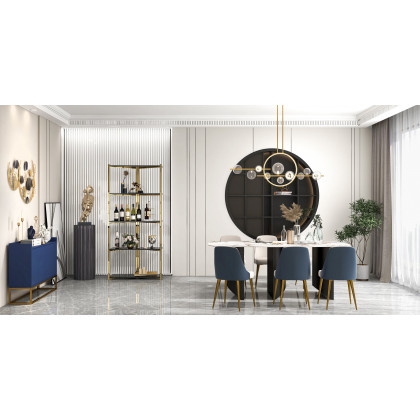 HMR Modern 47" Sideboard Buffet with 4 Doors - Blue/Gold