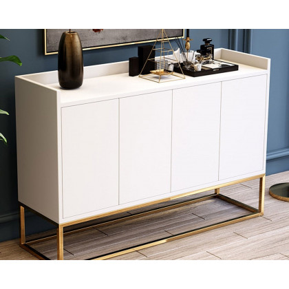 HMR Modern 47" Sideboard Buffet with 4 Doors - White/Gold