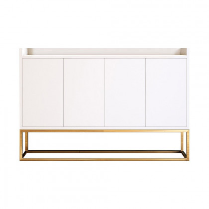 HMR Modern 47" Sideboard Buffet with 4 Doors - White/Gold