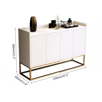 HMR Modern 47" Sideboard Buffet with 4 Doors - White/Gold