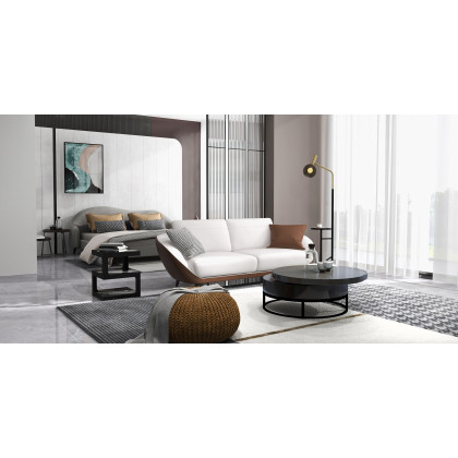 HMR Modern Glass End Table with 3 Tiers - Black