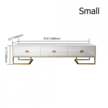 HMR Jocise Modern 71" TV Stand 3 Drawers Media Console - White/Gold
