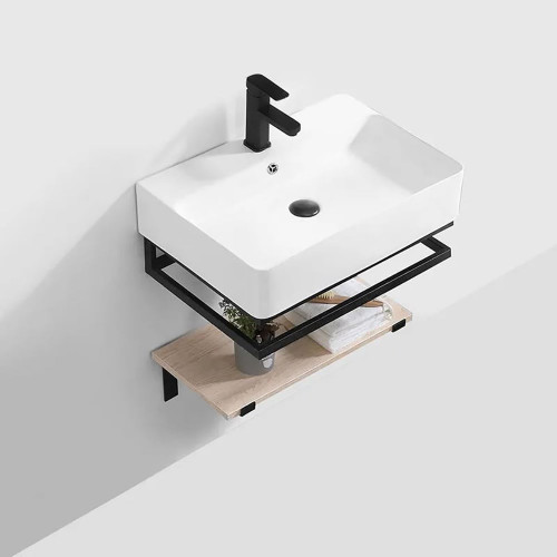 HMR Modern Floating 20" Bathroom Vanity with Single Sink and Shelf Space Saving - Black, Style A