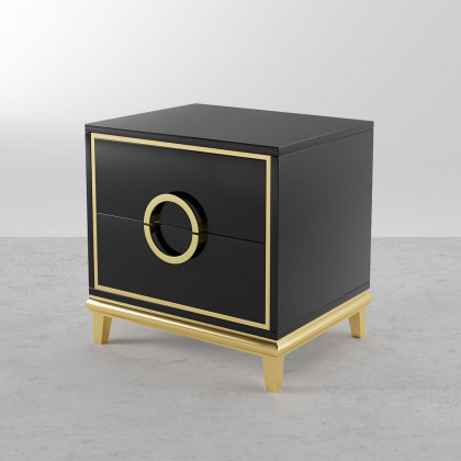 HMR Tile Modern Nightstand with 2 Drawers - Black