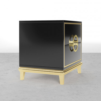 HMR Tile Modern Nightstand with 2 Drawers - Black