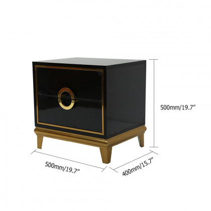 HMR Tile Modern Nightstand with 2 Drawers - Black