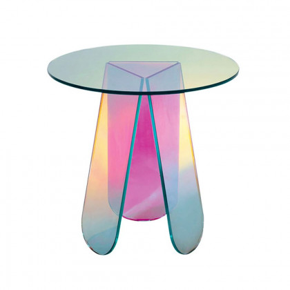 HMR - End and Clear Side and Accent Table Iridescent in 15.7"Dia x 17.7"H